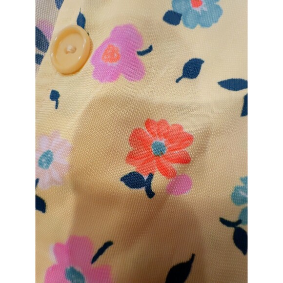 Vintage Collared Top Floral Polyester Button Front 1960s 1970s Hippy Mod M - Picture 7 of 10